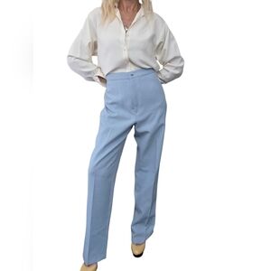 Vintage 60s 70s High Waist Straight Leg Slacks Metal Zipper Pants